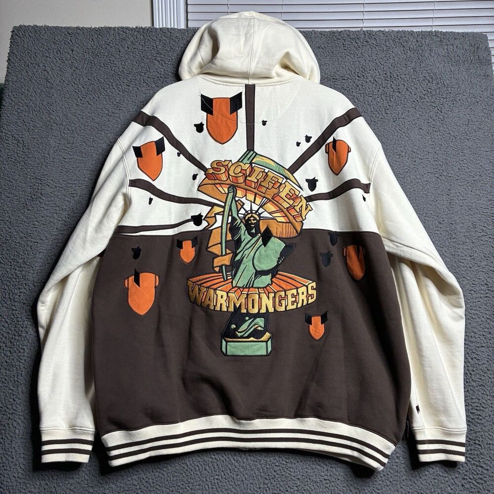 Y2K SCIFEN STATUE OF LIBERTY Embroidered Full ZIP HOODIE SWEATSHIRT Mens 2XL
